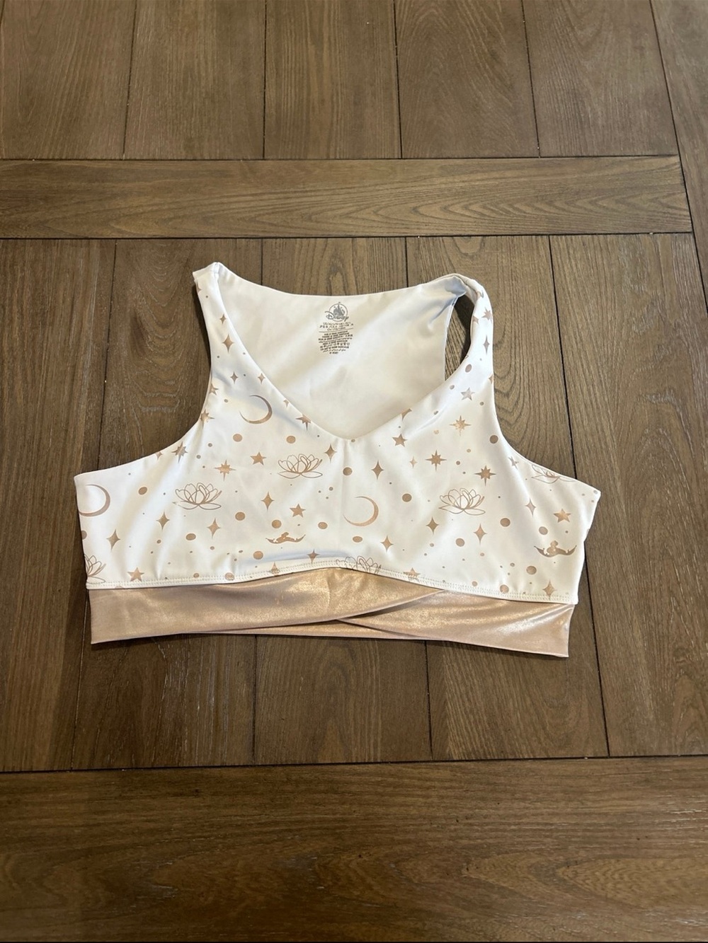 Disney White Sports Bra with Metallic Rose Accent